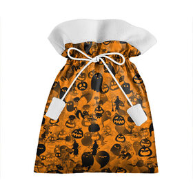 Подарочный 3D мешок с принтом Halloween , 100% полиэстер | Размер: 29*39 см | ведьма | кот | паттерн | паутина | привидение | призрак | скелет | тыква
