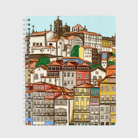 Тетрадь с принтом Порту Португалия домики , 100% бумага | 48 листов, плотность листов — 60 г/м2, плотность картонной обложки — 250 г/м2. Листы скреплены сбоку удобной пружинной спиралью. Уголки страниц и обложки скругленные. Цвет линий — светло-серый
 | Тематика изображения на принте: city | old town | porto | portugal | город | город на холме | городской пейзаж | домики | оранжевые крыши | отпуск | порту | португалия | путешествие | старый город
