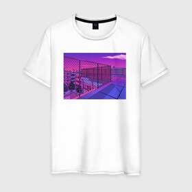 Мужская футболка хлопок с принтом NFRNS -такты , 100% хлопок | прямой крой, круглый вырез горловины, длина до линии бедер, слегка спущенное плечо. | графика | игра | компьютерная графика | неон | пейзаж | пиксели | пиксельный пейзаж | фиолетовый