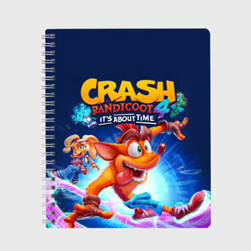 Тетрадь с принтом Crash Bandicoot , 100% бумага | 48 листов, плотность листов — 60 г/м2, плотность картонной обложки — 250 г/м2. Листы скреплены сбоку удобной пружинной спиралью. Уголки страниц и обложки скругленные. Цвет линий — светло-серый
 | Тематика изображения на принте: aku aku | crash bandicoot | бандикут | игры | крэш бандикут