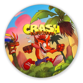 Коврик для мышки круглый с принтом Crash Bandicoot , резина и полиэстер | круглая форма, изображение наносится на всю лицевую часть | Тематика изображения на принте: aku aku | crash bandicoot | бандикут | игры | крэш бандикут