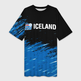 Платье-футболка 3D с принтом KSI ICELAND. ,  |  | 2019 | 2020 | fc | football | iceland | ksi | sport | исландия | кси | сборная исландии | спорт | спортивные | униформа | фирменные цвета | фк | футбол | футбольный клуб