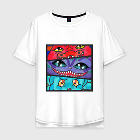 Мужская футболка хлопок Oversize с принтом Дракон, кот и осьминог , 100% хлопок | свободный крой, круглый ворот, “спинка” длиннее передней части | 