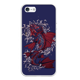 Чехол для iPhone 5/5S матовый с принтом Рыбка дракон , Силикон | Область печати: задняя сторона чехла, без боковых панелей | капельки | красивая рыбка | рыбы | тату рыбка. | японская рыба