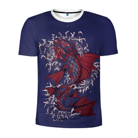 Мужская футболка 3D спортивная с принтом Рыбка дракон , 100% полиэстер с улучшенными характеристиками | приталенный силуэт, круглая горловина, широкие плечи, сужается к линии бедра | Тематика изображения на принте: капельки | красивая рыбка | рыбы | тату рыбка. | японская рыба