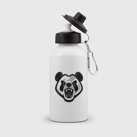 Бутылка спортивная с принтом Злая панда , металл | емкость — 500 мл, в комплекте две пластиковые крышки и карабин для крепления | Тематика изображения на принте: арт | бамбуковый медведь | бамбуковый мишка | медведь | панда | рисунок