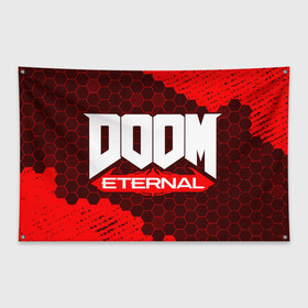 Флаг-баннер с принтом DOOM ETERNAL ДУМ ЭТЕРНАЛ , 100% полиэстер | размер 67 х 109 см, плотность ткани — 95 г/м2; по краям флага есть четыре люверса для крепления | bfg | brutal | doom | eternal | ethernal | game | games | logo | дум | игра | игры | лого | логотип | логотипы | символ | символы | этернал