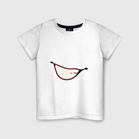 Детская футболка хлопок с принтом Ухмылка , 100% хлопок | круглый вырез горловины, полуприлегающий силуэт, длина до линии бедер | арт | зубы | клык | клыки | монстр | облизывание | пасть | рисунок | рот | хищник | хищный рот | язык