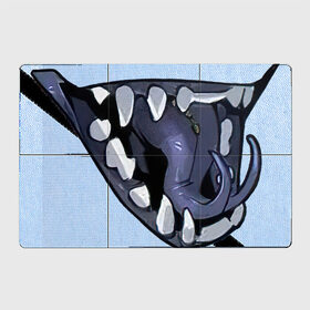 Магнитный плакат 3Х2 с принтом Синий монстр , Полимерный материал с магнитным слоем | 6 деталей размером 9*9 см | арт | зубы | клык | клыки | монстр | облизывание | пасть | рисунок | рот | хищник | хищный рот | язык