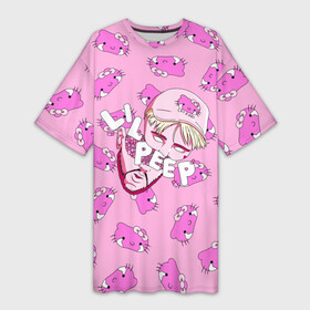 Платье-футболка 3D с принтом LIL PEEP ,  |  | cat | had | hello kitty | lil peep | lil peep art | logo lil peep | love | rap | альбомы | голова | кот | котики | лил пип | лове | лого | логтип | любовь | музыка | музыкант | паук | певец | рэп | рэпер | скорпион