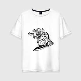 Женская футболка хлопок Oversize с принтом Viking , 100% хлопок | свободный крой, круглый ворот, спущенный рукав, длина до линии бедер
 | black and white | viking | викинг | ч б | черно белое