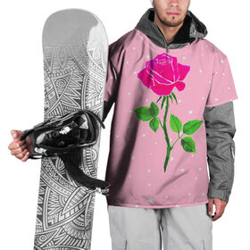 Накидка на куртку 3D с принтом Роза на розовом , 100% полиэстер |  | Тематика изображения на принте: женственно | красота | роза | розовый | снежинки | фуксия | цветок | шик