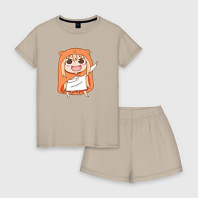 Женская пижама с шортиками хлопок с принтом Himouto! Umaru-chan , 100% хлопок | футболка прямого кроя, шорты свободные с широкой мягкой резинкой | anime himouto | anime umaru | himoto | himouto | himouto umaru | himouto umaru chan | umaru | umaru chan | аниме | аниме умару | аниме химото | двуличная сестренка умару | умару | химото | химото умару тян