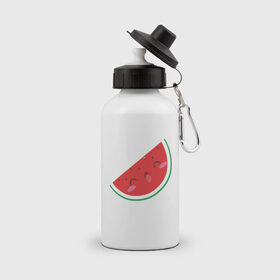 Бутылка спортивная с принтом Кусочек Арбуза , металл | емкость — 500 мл, в комплекте две пластиковые крышки и карабин для крепления | kawai | kawaii | mimi | watermelon | арбуз | еда | каваи | кавай | кавайи | кавайный | кавайный арбуз | кусочек арбуза | милота | мимишный | фрукт | ягода