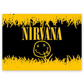 Поздравительная открытка с принтом Nirvana. , 100% бумага | плотность бумаги 280 г/м2, матовая, на обратной стороне линовка и место для марки
 | music | nirvana | rock | smile | американская рок группа | гранж | известные личности | крист новоселич | курт кобейн | музыка | музыканты | нирвана | панк рок | певцы | рок | смайл | хард рок | хэви металл