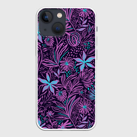 Чехол для iPhone 13 mini с принтом Морские Мотивы ,  |  | abstract | neon | pattern | sea | sea pattern | абстракция | водоросли | морской паттерн | морской фон | неон | патерн | паттерн | природа | растение | растения | рисунок | узор | цветы