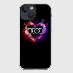 Чехол для iPhone 13 mini с принтом Audi ,  |  | audi | audi в сердце | audi лого | audi марка | audi эмблема | love audi | ауди | ауди значок | ауди лого | ауди чб значок | ауди эмблема | горящее сердце | значок audi | лого автомобиля | логотип audi | логотип ауди