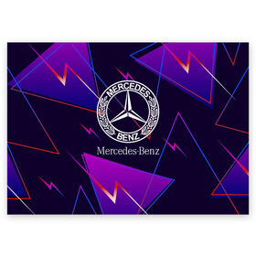 Поздравительная открытка с принтом Mercedes-Benz , 100% бумага | плотность бумаги 280 г/м2, матовая, на обратной стороне линовка и место для марки
 | benz | mercedes | mercedes benz | sport | абстракция | бенз | бэнц | линии | лого | логотип | мерс | мерседес | мэрс | мэрседес | спорт