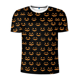 Мужская футболка 3D спортивная с принтом Смайлик тыквы , 100% полиэстер с улучшенными характеристиками | приталенный силуэт, круглая горловина, широкие плечи, сужается к линии бедра | Тематика изображения на принте: летучая мышь | праздник | смайлик | тыква | хэллоуин