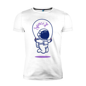 Мужская футболка хлопок Slim с принтом SpaceX , 92% хлопок, 8% лайкра | приталенный силуэт, круглый вырез ворота, длина до линии бедра, короткий рукав | astronaut | space | spacesuit | космонавт | космос | скафандр