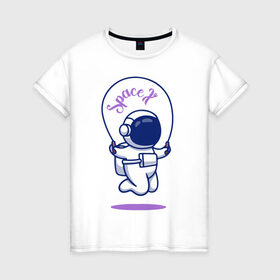 Женская футболка хлопок с принтом SpaceX , 100% хлопок | прямой крой, круглый вырез горловины, длина до линии бедер, слегка спущенное плечо | astronaut | space | spacesuit | космонавт | космос | скафандр
