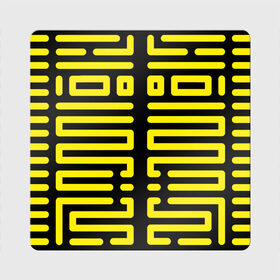 Магнит виниловый Квадрат с принтом полосы, линии, узор, , полимерный материал с магнитным слоем | размер 9*9 см, закругленные углы | жёлтый | киберпанк | линии | орнамент | полосы | узор | футуризм