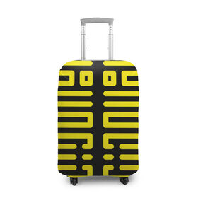 Чехол для чемодана 3D с принтом полосы, линии, узор, , 86% полиэфир, 14% спандекс | двустороннее нанесение принта, прорези для ручек и колес | Тематика изображения на принте: жёлтый | киберпанк | линии | орнамент | полосы | узор | футуризм