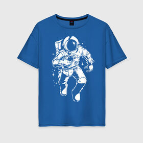Женская футболка хлопок Oversize с принтом Space american football , 100% хлопок | свободный крой, круглый ворот, спущенный рукав, длина до линии бедер
 | american football | astronaut | ball | gamer | space | sport | star | американский футбол | игрок | космонавт | космос | спорт