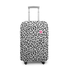 Чехол для чемодана 3D с принтом Kiss , 86% полиэфир, 14% спандекс | двустороннее нанесение принта, прорези для ручек и колес | art | background | kiss | leopard | lips | spots | texture | арт | губы | леопард | поцелуй | пятна | текстура | фон