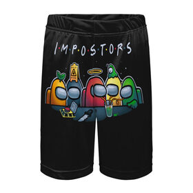 Детские спортивные шорты 3D с принтом Impostors ,  100% полиэстер
 | пояс оформлен широкой мягкой резинкой, ткань тянется
 | among us | brawl stars | fall guys | game | impostor | steam | импостор | эмонг ас
