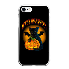 Чехол для iPhone 7/8 матовый с принтом Хэллоуин , Силикон | Область печати: задняя сторона чехла, без боковых панелей | halloween | happy | happy halloween | вампир | зубы | луна | полнолуние | праздник | праздник хэллоуин | тыква | хэллоуин