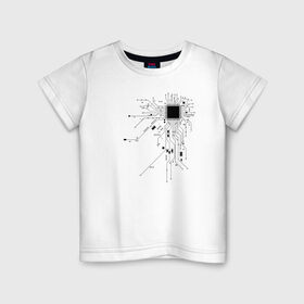 Детская футболка хлопок с принтом Сердце чип , 100% хлопок | круглый вырез горловины, полуприлегающий силуэт, длина до линии бедер | art | board | chip | cyber | heart | system | арт | кибер | плата | сердце | система | чип