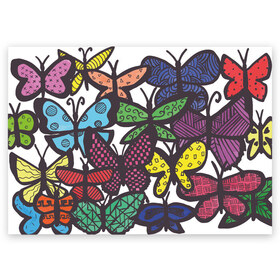 Поздравительная открытка с принтом Дудл бабочки , 100% бумага | плотность бумаги 280 г/м2, матовая, на обратной стороне линовка и место для марки
 | doodle | бабочка | бабочки | дудл | узоры