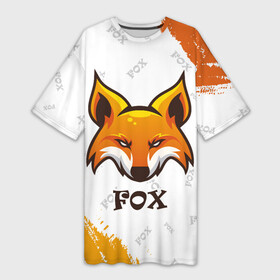Платье-футболка 3D с принтом FOX ,  |  | animals | fox | foxes | foxy | ginger | животные | лис | лиса | лисенок | лисий | лисица | лисицы | лисичка | лисички | лисы | лисята | оранжевый