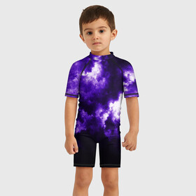 Детский купальный костюм 3D с принтом Purple Clouds , Полиэстер 85%, Спандекс 15% | застежка на молнии на спине | Тематика изображения на принте: abstraction | clouds | glow | light | purple | purple clouds | texture | абстракция | облака | свет | свечение | текстура | фиолетовые тучи | фиолетовый