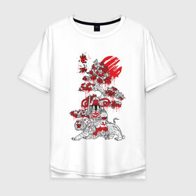 Мужская футболка хлопок Oversize с принтом Япония , 100% хлопок | свободный крой, круглый ворот, “спинка” длиннее передней части | japan | tiger | азия | буддизм | дерево | иероглиф | иероглифы | император | кимоно | краска | рисунок | сакура | самурай | солнце | терракота | тигр | хищник | япония | японский воин