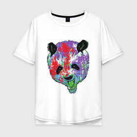 Мужская футболка хлопок Oversize с принтом Панда , 100% хлопок | свободный крой, круглый ворот, “спинка” длиннее передней части | Тематика изображения на принте: animal | animals | australia | bear | paint | panda | panda bear | австралия | голова | голова панды | животное | зубы | клыки | краска | краски | медведь | медведь панда | панда | пандочка | природа | рисунок