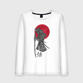 Женский лонгслив хлопок с принтом Самурай , 100% хлопок |  | japan | katana | moon | samurai | воин | воин самурай | доспехи | доспехи самурая | иероглиф | иероглифы | ироглиф | катана | луна | меч | нагабакама | рисунок | самурай | самурайское кимоно | солнце | хакама