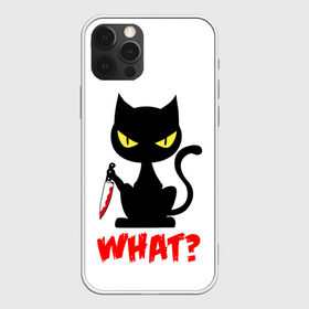 Чехол для iPhone 12 Pro Max с принтом What Cat , Силикон |  | Тематика изображения на принте: cat | cats | halloween | what | кот | котенок | коты | котяра | кошак | кошка | нож | пушистый | хэллоуин | что