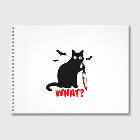 Альбом для рисования с принтом What Cat (Halloween) , 100% бумага
 | матовая бумага, плотность 200 мг. | Тематика изображения на принте: 