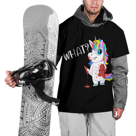 Накидка на куртку 3D с принтом What Unicorn , 100% полиэстер |  | Тематика изображения на принте: cat | halloween | rainbow | unicorn | what | единорог | единорожек | кот | нож | пушистый | радуга | радужный | хэллоуин | что