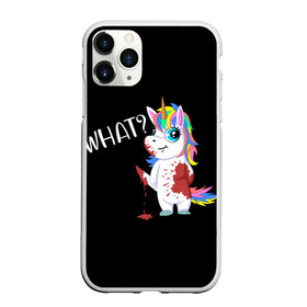 Чехол для iPhone 11 Pro матовый с принтом What Unicorn , Силикон |  | cat | halloween | rainbow | unicorn | what | единорог | единорожек | кот | нож | пушистый | радуга | радужный | хэллоуин | что