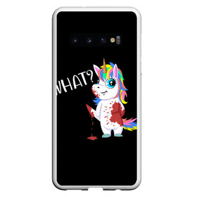 Чехол для Samsung Galaxy S10 с принтом What Unicorn , Силикон | Область печати: задняя сторона чехла, без боковых панелей | Тематика изображения на принте: cat | halloween | rainbow | unicorn | what | единорог | единорожек | кот | нож | пушистый | радуга | радужный | хэллоуин | что