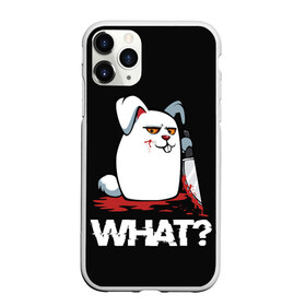 Чехол для iPhone 11 Pro Max матовый с принтом What Rabbit , Силикон |  | bunny | cat | crawl | halloween | rabbit | what | заяц | кот | крол | кролик | кроль | нож | пушистый | хэллоуин | что