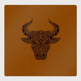 Магнитный плакат 3Х3 с принтом Святая корова , Полимерный материал с магнитным слоем | 9 деталей размером 9*9 см | Тематика изображения на принте: голова быка | голова коровы | инь янь. | корова | татуировки | узоры