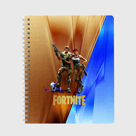 Тетрадь с принтом FORTNITE ФОРТНАЙТ GOLD (S) , 100% бумага | 48 листов, плотность листов — 60 г/м2, плотность картонной обложки — 250 г/м2. Листы скреплены сбоку удобной пружинной спиралью. Уголки страниц и обложки скругленные. Цвет линий — светло-серый
 | 2019 | battle royale | chapter 2 | epic games | fortnite | game | season x | zombie | зомби | фортнайт