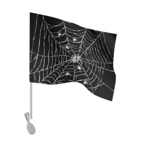 Флаг для автомобиля с принтом Паутина с пауками , 100% полиэстер | Размер: 30*21 см | black and white | darkness | halloween | horror | night | spider | web | готика | жуки | жуткий | мальчикам | насекомые | нечисть | нити | ночные | ночь | пауки | паутина | подарок | сетка | страшный | темный | тьма | хеллоуин | хоррор