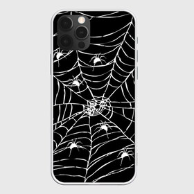 Чехол для iPhone 12 Pro Max с принтом Паутина с пауками , Силикон |  | black and white | darkness | halloween | horror | night | spider | web | готика | жуки | жуткий | мальчикам | насекомые | нечисть | нити | ночные | ночь | пауки | паутина | подарок | сетка | страшный | темный | тьма | хеллоуин | хоррор