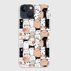 Чехол для iPhone 13 mini с принтом Животные ,  |  | animals | art | background | cat | dog | kitten | texture | арт | животные | кот | котик | кошка | пес | собака | текстура | фон