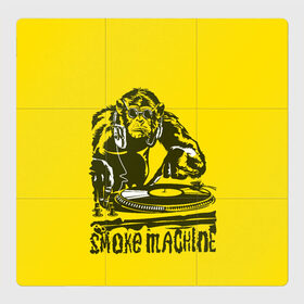 Магнитный плакат 3Х3 с принтом Дым машина , Полимерный материал с магнитным слоем | 9 деталей размером 9*9 см | винила | дискотека. | дым машина | клубная музыка | обезьяна за диск жокей | шимпанзе диджей